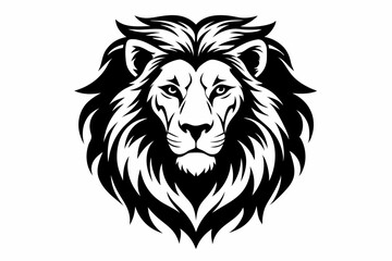 Fototapeta premium lion head silhouette line art vector illustration with a white background