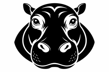 hippopotamus head silhouette line art vector illustration with a white background