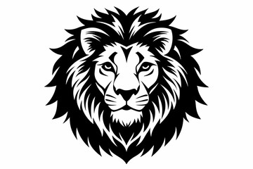 Obraz premium lion head silhouette line art vector illustration with a white background