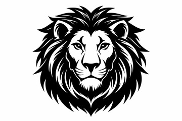 lion head silhouette line art vector illustration with a white background