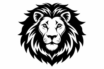 Fototapeta premium lion head silhouette line art vector illustration with a white background