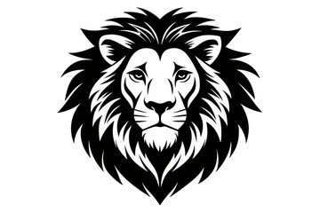 lion head silhouette line art vector illustration with a white background