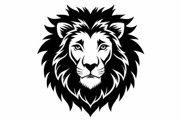 lion head silhouette line art vector illustration with a white background