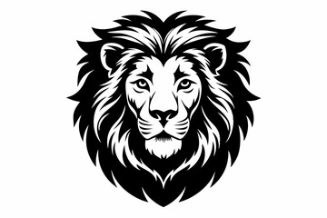 lion head silhouette line art vector illustration with a white background