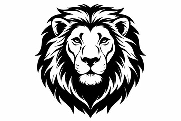 lion head silhouette line art vector illustration with a white background