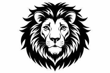 Obraz premium lion head silhouette line art vector illustration with a white background
