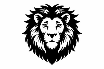 Obraz premium lion head silhouette line art vector illustration with a white background