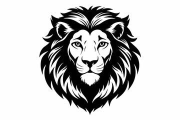 Obraz premium lion head silhouette line art vector illustration with a white background