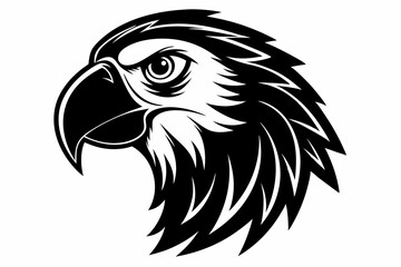 macaw head silhouette line art vector illustration with a white background