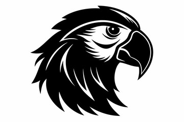 macaw head silhouette line art vector illustration with a white background