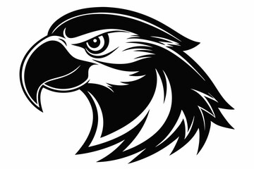 macaw head silhouette line art vector illustration with a white background