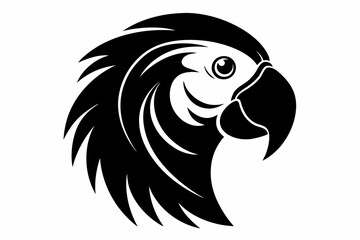 macaw head silhouette line art vector illustration with a white background