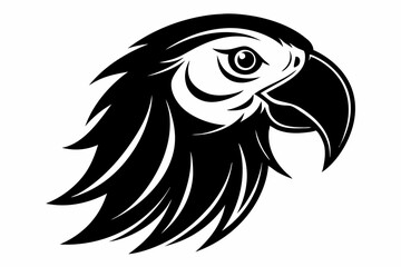 macaw head silhouette line art vector illustration with a white background