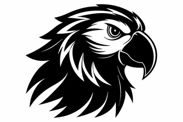 macaw head silhouette line art vector illustration with a white background