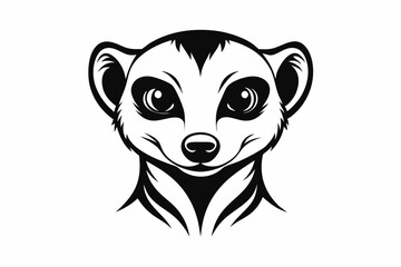 meerkat head silhouette line art vector illustration with a white background