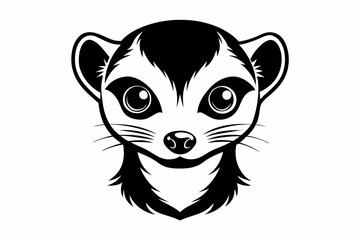 meerkat head silhouette line art vector illustration with a white background