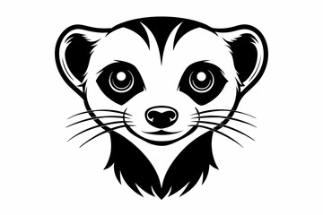 meerkat head silhouette line art vector illustration with a white background
