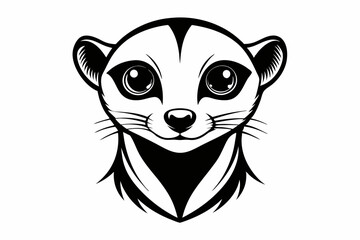 meerkat head silhouette line art vector illustration with a white background