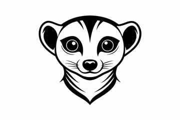 meerkat head silhouette line art vector illustration with a white background