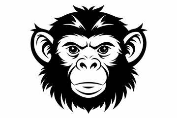 Obraz premium monkey head silhouette line art vector illustration with a white background