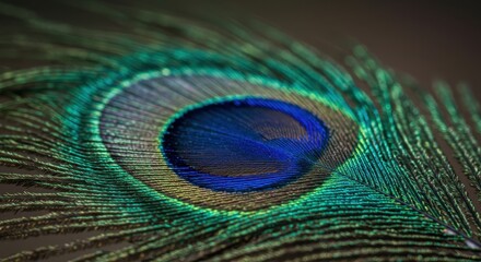 Obraz premium Peacock Feather Macro Photography: Jewel-toned Blue and Green Eye Closeup