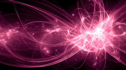 Abstract Energy Wave Pattern with Luminous Pink Flare Against a Dark Background Creating a Cosmic Atmosphere