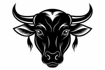 Obraz premium ox head silhouette line art vector illustration with a white background