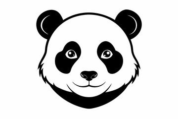 panda head silhouette line art vector illustration with a white background