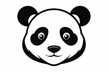 panda head silhouette line art vector illustration with a white background