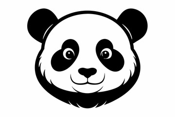panda head silhouette line art vector illustration with a white background