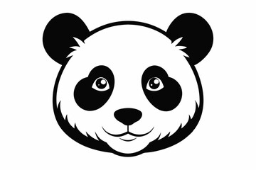 panda head silhouette line art vector illustration with a white background