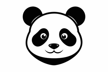 panda head silhouette line art vector illustration with a white background