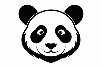 panda head silhouette line art vector illustration with a white background