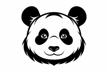 panda head silhouette line art vector illustration with a white background