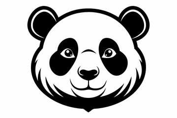 panda head silhouette line art vector illustration with a white background