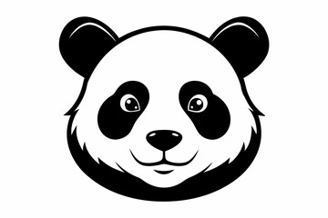 panda head silhouette line art vector illustration with a white background