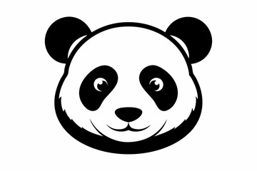 panda head silhouette line art vector illustration with a white background