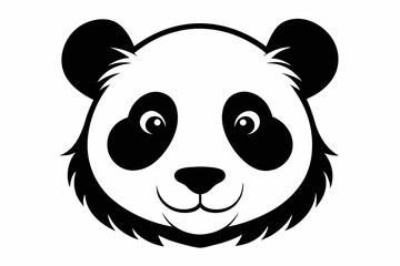 panda head silhouette line art vector illustration with a white background