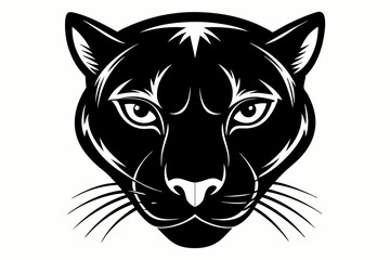 panther head silhouette line art vector illustration with a white background