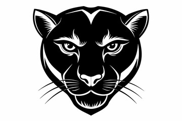 panther head silhouette line art vector illustration with a white background