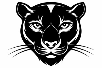 panther head silhouette line art vector illustration with a white background