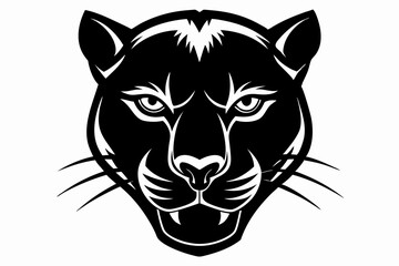 panther head silhouette line art vector illustration with a white background