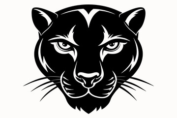 panther head silhouette line art vector illustration with a white background