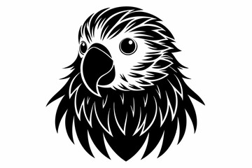 parakeet silhouette line art vector illustration with a white background