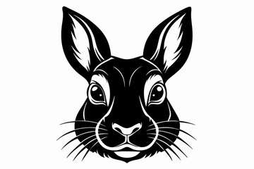rabbit head silhouette line art vector illustration with a white background
