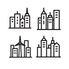 Fototapeta premium City Skyline Line Icons