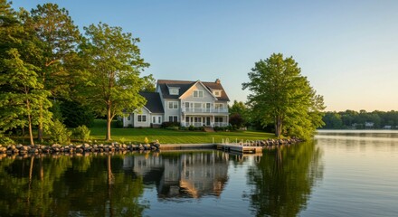 Obraz premium Lakeside estate home
