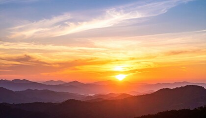 Mountain Sunset Landscape Scenic Horizon