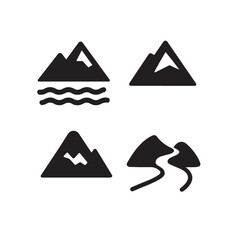Mountains and Rivers Line Icons