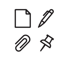 Obraz premium Office Supplies Line Icons